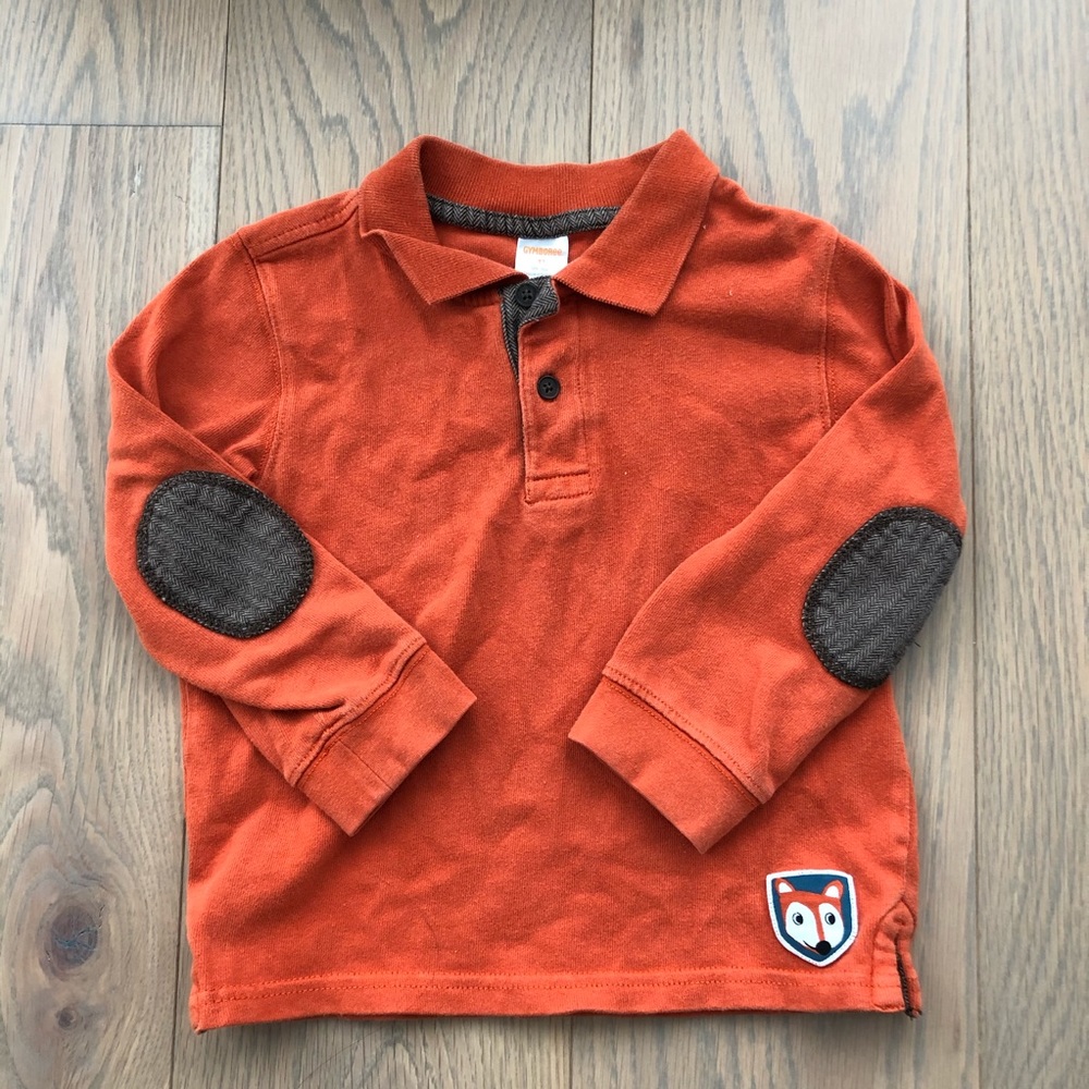 Gymboree orange polo with elbow patches